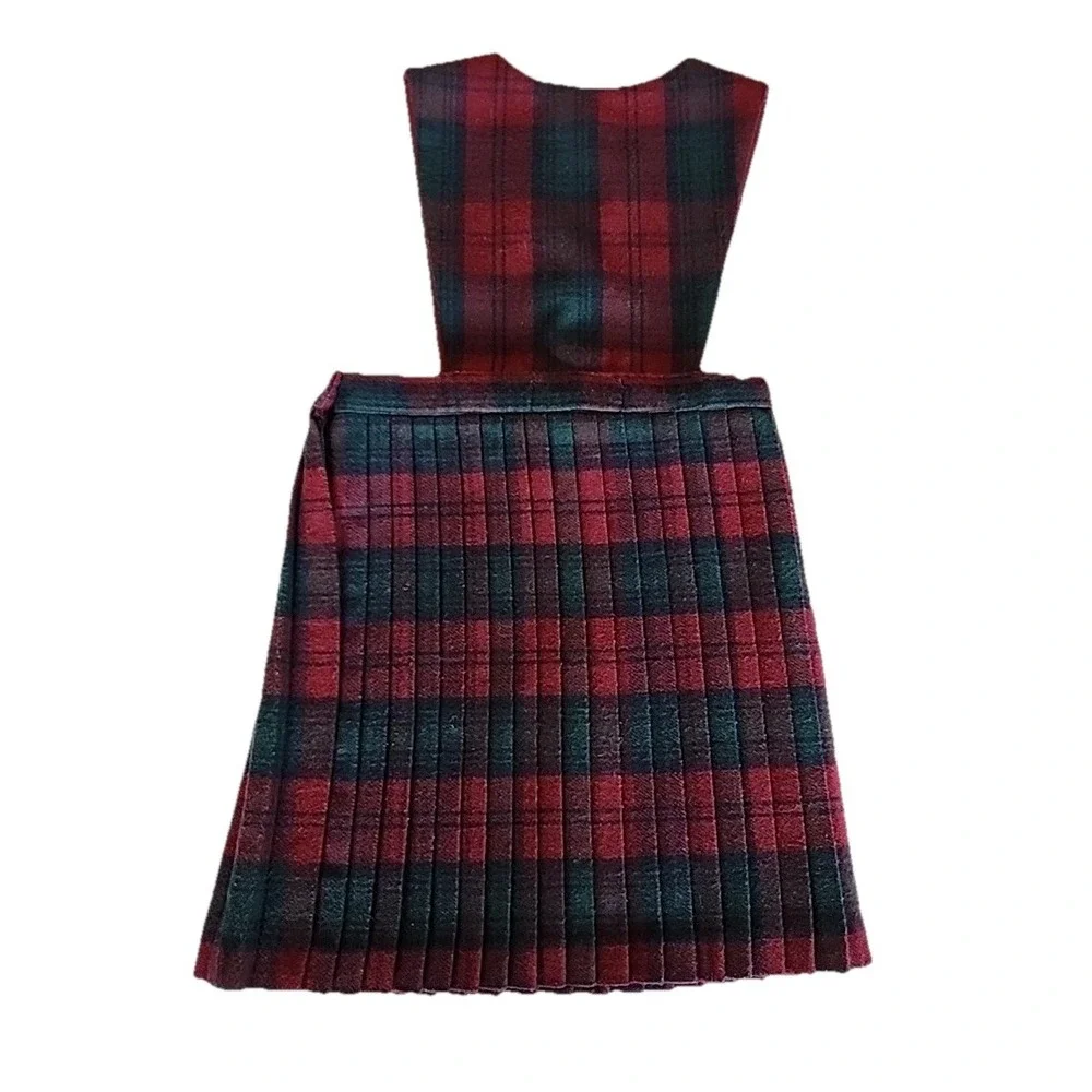VTG Archie‎ Brown & Son Pleated Skirt Vest Holiday Preppy Red Green Plaid Girl 8